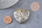 Pendentif coeur pyrite grise, fournitures créatives, pendentif goutte, pyrite naturelle,pierre naturelle,40x40mm, x1 G3084
