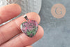 Pendentif coeur rubis zoisite naturel laiton platine 22mm, x1 (G2580)