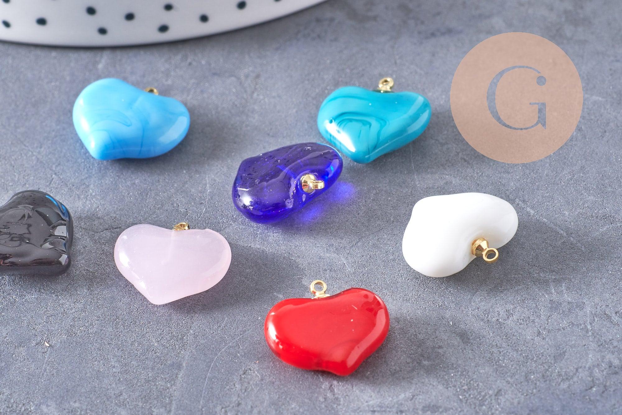 Pendentif cœur verre murano 18.5mm, x1 (G10290)