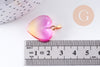 Pendentif coeur verre rose jaune transparent fer doré 22mm, x1 (G10621)