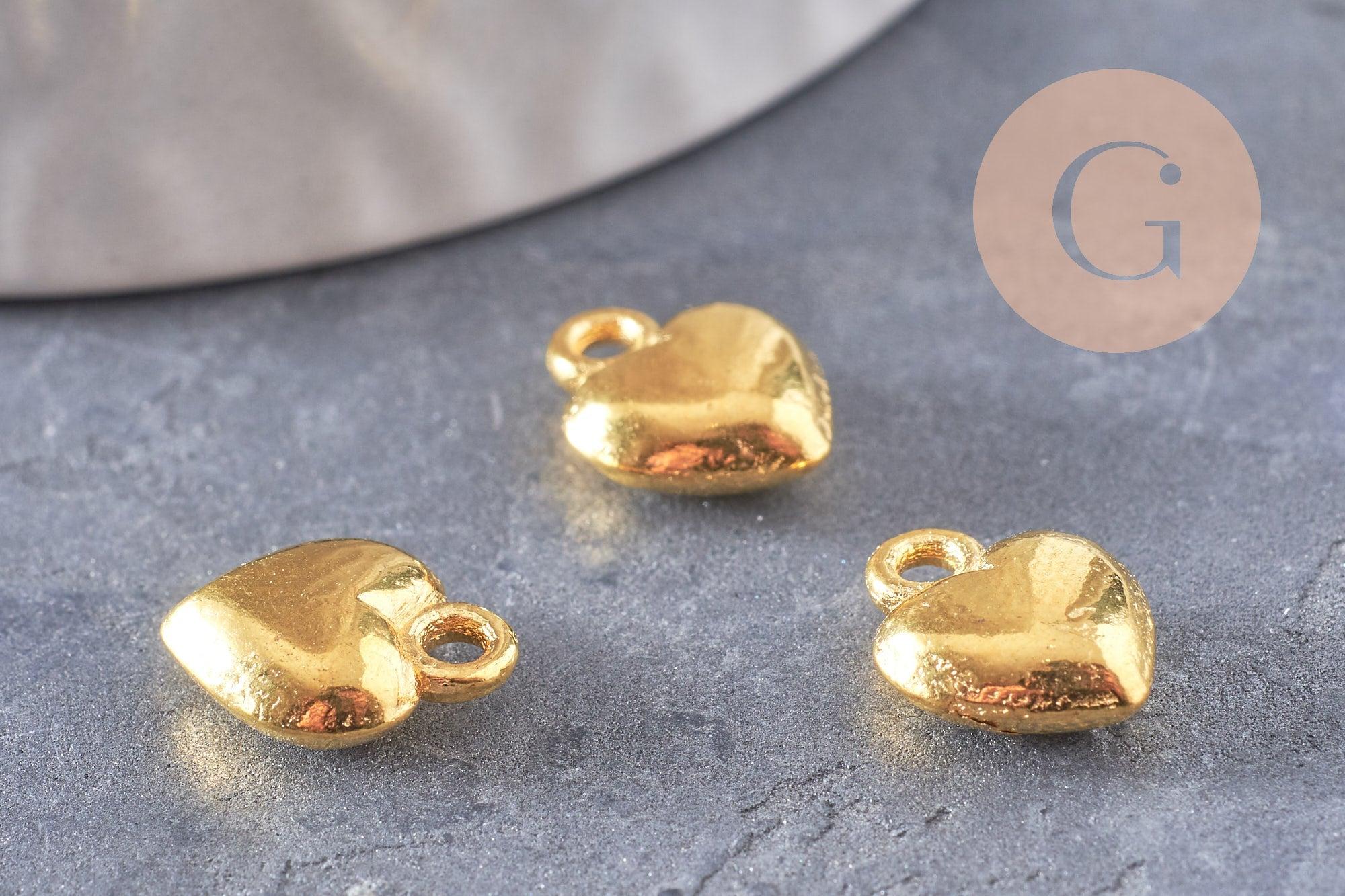 Pendentif coeur zamac doré 11.5mm,x 10 (G3608)