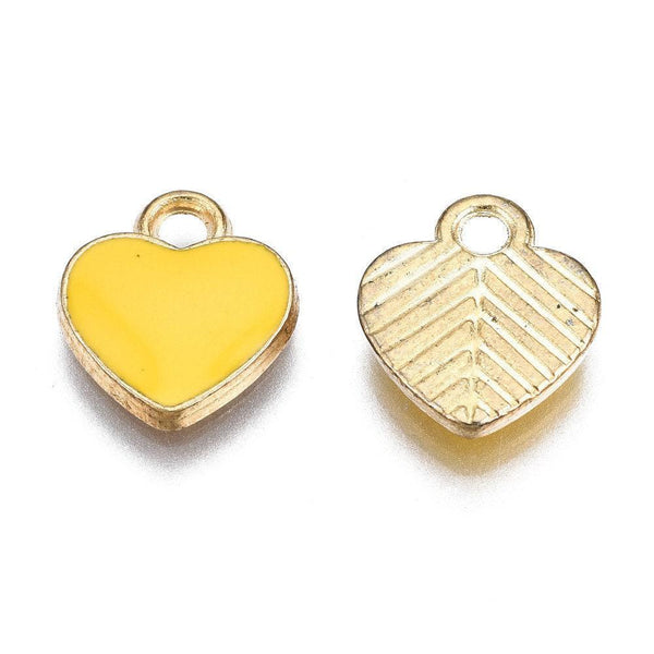 Pendentif coeur zamac doré émail multicolore 12mm,pendentif doré pour création de bijoux, x5 (G6103)