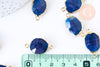 Pendentif connecteur agate naturelle bleu à facettes fer doré 25mm,x1 G5708