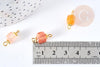 Pendentif connecteur agate naturelle teintée orange fer doré 17mm,pendentif pierre naturelle, x1 (G8642)