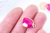 Pendentif connecteur agate naturelle teintée rose fer doré 25mm,création bijoux pierre naturelle, x1 G5707