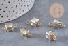 Pendentif connecteur carré verre gris support doré,pendentif cristal, pendentif doré cristal, création bijoux,16mm, les 10 G4527