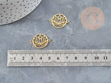 Pendentif connecteur fleur de lotus acier 201 inoxydable doré 17.5mm, création bijoux acier, x1 (G6025)