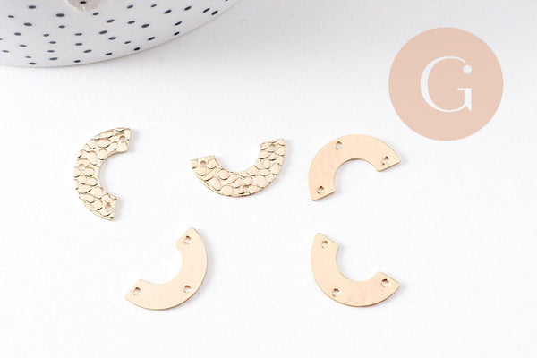 Pendentif connecteur forme U texturé laiton doré 24K 9.5mm, x2 (G10502)