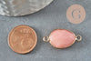 Pendentif connecteur jade naturel teinté rose laiton doré 27.5mm, x1 (G6407)