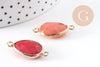 Pendentif connecteur jade naturel teinté rose laiton doré 27.5mm,x1 (G0966)
