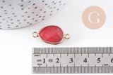 Pendentif connecteur jade naturel teinté rose laiton doré 27.5mm,x1 (G0966)