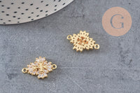 Pendentif connecteur laiton doré 18k cristal 20mm,sans nickel,cadeau anniversaire pendentif religieux, x1 (G6354)