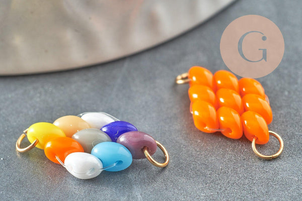 Pendentif connecteur losange perle verre tchèque multicolore acier inoxydable 20mm,pendentif verre pour création bijoux, x1 (G5757)