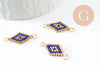 Pendentif connecteur losange rocaille MIYUKI TOHO bleu or,pendentif verre pour création bijoux, 18x12mm,x1 G4028