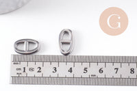 Pendentif connecteur maille marine acier 304 inoxydable platine 17.5mm, x1 (G10375)