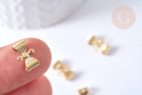 Pendentif connecteur noeud acier doré 12mm, acier inoxydable doré, pendentif sans nickel, x10 (G6061)
