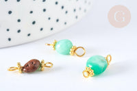 Pendentif connecteur nugget jade Australie naturel laiton doré 17~19mm, pendentif bijoux pierre, x1 G7218