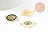 Pendentif connecteur oeil cristal zircon émail coloré,pendentif en laiton doré porte-bonheur contre mauvais oeil 20mm, x1 (G3575)