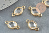 Pendentif connecteur ovale laiton doré Cristal transparent 15mm, x2 (G4095)
