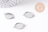 Pendentif connecteur ovale support cabochon 14x10mm acier 304 inoxydable IP, x2 (G10292)