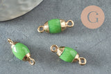 Pendentif connecteur ovale verre vert fer doré 21mm ,création bijou cristal et or x1 G4030