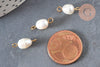 Pendentif connecteur perle naturelle laiton doré 18K 14.5-15mm,perle eau douce bijou,perle blanche, x1 G6964