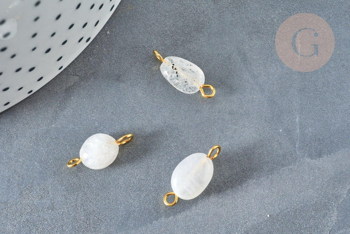 Pendentif connecteur pierre de lune naturelle blanche nuggets 14-18 mm, pendentif bijoux pierre, x1 G7355