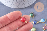 Pendentif connecteur pierres acier inoxydable doré 19mm x1 (G7286)