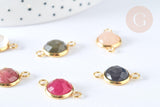 Pendentif connecteur pierres acier inoxydable doré 19mm x1 (G7286)