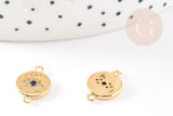 Pendentif connecteur rond oeil laiton doré 18K zircons,pendentif en laiton doré porte-bonheur contre mauvais oeil 10mm, x1 G4743