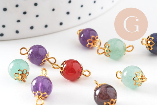 Pendentif connecteur rond pendentif création bijoux pierre naturelle,16mm,x 10 (G4503)