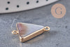 Pendentif connecteur triangle nacre noire naturelle doré 22mm, x1 (G5912)