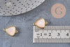Pendentif connecteur triangle nacre or blanc naturel 19mm, coquille blanche, bijou en nacre, x1 (G5984)