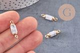Pendentif connecteur tube howlite doré,tube howlite, howlite naturelle,20mm, x1 (G2818)