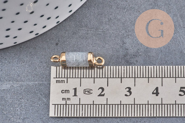 Pendentif connecteur tube labradorite doré,pendentif pierre labradorite Naturelle,20mm, x1 (G2795)