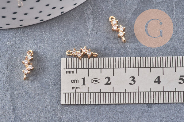 Pendentif constellation laiton doré 18K et zircons 13mm, x1 (G5987)