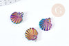 Pendentif coquillage acier 201 irisé multicolore inoxydable IP 18mm, x1 (G8616)