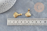 Pendentif coquillage acier 304 doré inoxydable 17.3mm, Pendentif création bijoux sans nickel x1 (G6010)