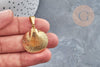 Pendentif coquillage acier 304 doré inoxydable 27mm, x1 (G3280)