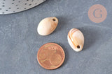 Pendentif coquillage cauri acrylique beige marbré 19mm, x10 (G5404)