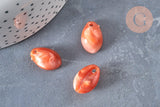 Pendentif coquillage cauri acrylique orange marbré 19mm, x10 (G1232)
