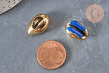 Pendentif coquillage cauri doré resine,coquillage naturel,cauri bleu,coquillage bijou,19mm, x5 (G1301)