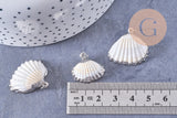 Pendentif coquillage naturel coque argenté, x1 (G1260)