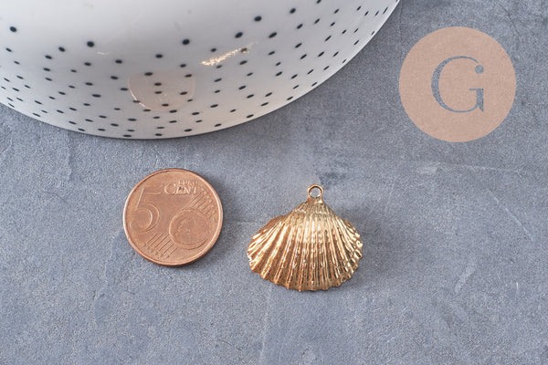 Pendentif coquillage naturel coque doré, fourniture créative, pendentif doré, création bijoux, coquillage bijou,coquillage or,21-25mm-G1342