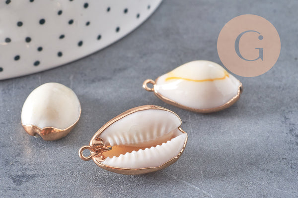Pendentif coquillage naturel doré, pendentif doré, coquillage Conch bijou, coquillage naturel, 23mm, x1 G0890