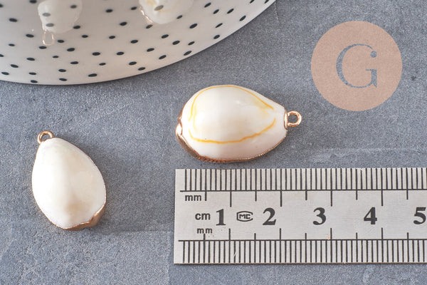 Pendentif coquillage naturel doré, pendentif doré, coquillage Conch bijou, coquillage naturel, 23mm, x1 G0890