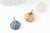 Pendentif coquillage zamac doré émail bleu marine 24.5mm, pendentif coquillage pour création bijoux x2 G1884