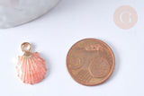 Pendentif coquillage zamac doré rose 19mm, x2 (G2470)