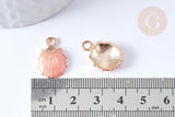 Pendentif coquillage zamac doré rose 19mm, x2 (G2470)