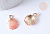 Pendentif coquillage zamac doré rose 19mm, x2 (G2470)